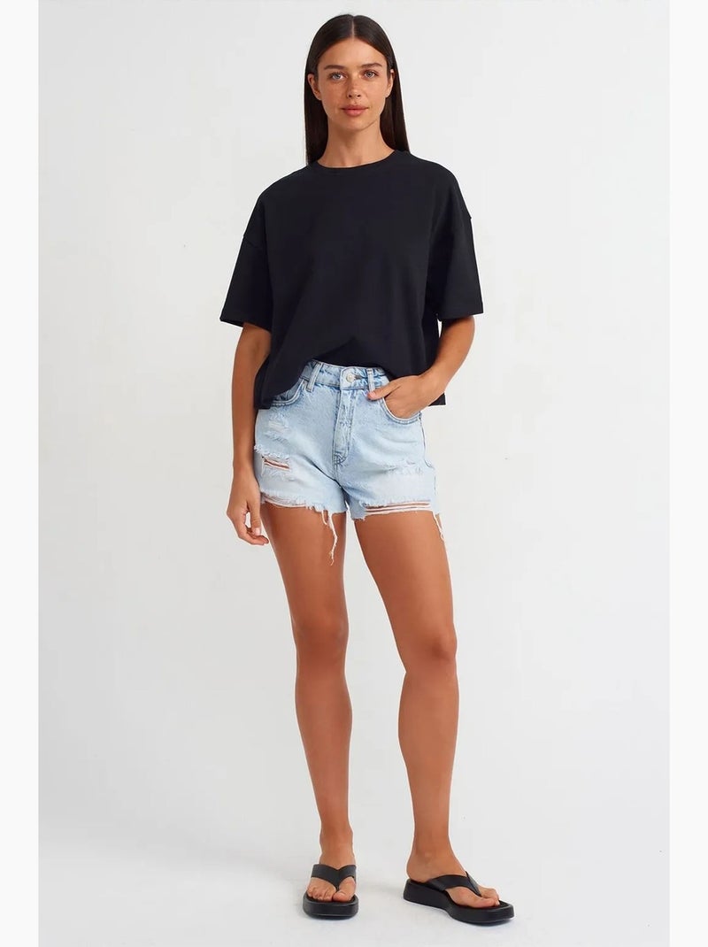 T-shirt oversize in cotone con girocollo dilvin Nero - Kiabi