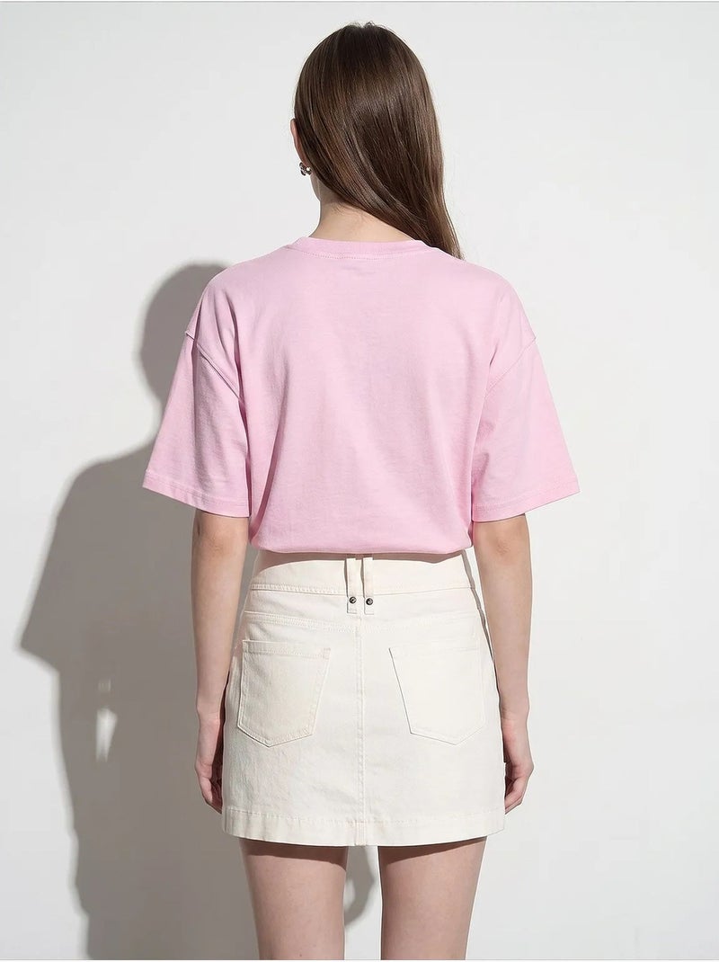 T-shirt oversize in cotone con girocollo dilvin Rosa chiaro - Kiabi