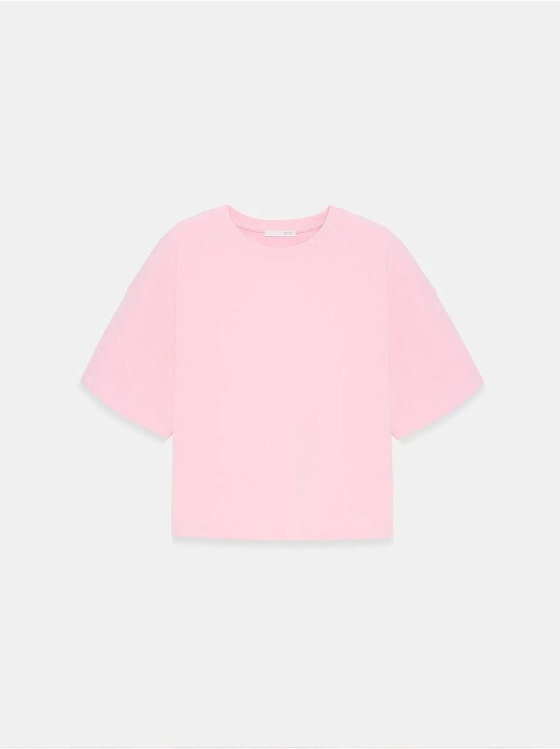 T-shirt oversize in cotone con girocollo dilvin Rosa chiaro - Kiabi