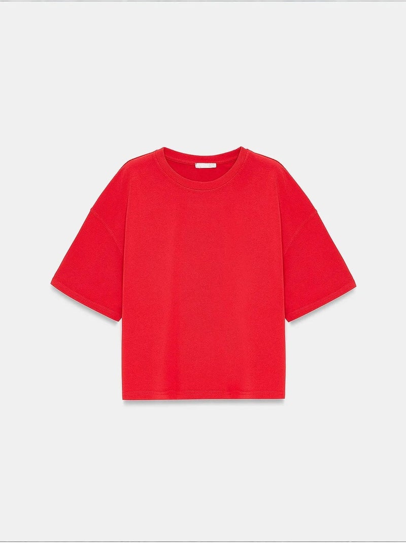 T-shirt oversize in cotone con girocollo dilvin Rosso - Kiabi