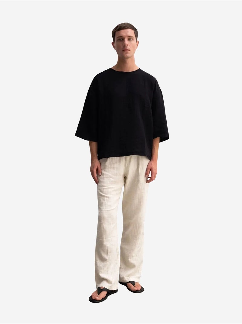 T-shirt oversize in cotone con girocollo giesto Nero - Kiabi