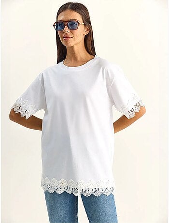 T-shirt oversize in cotone con girocollo lucci