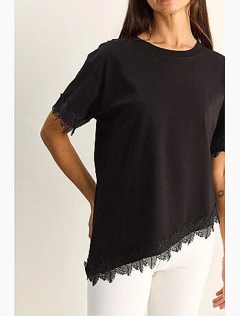 T-shirt oversize in cotone con girocollo lucci