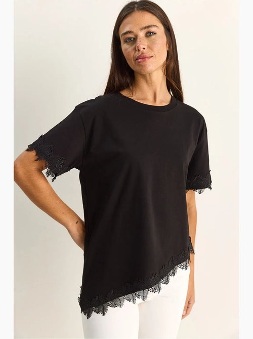 T-shirt oversize in cotone con girocollo lucci - Kiabi