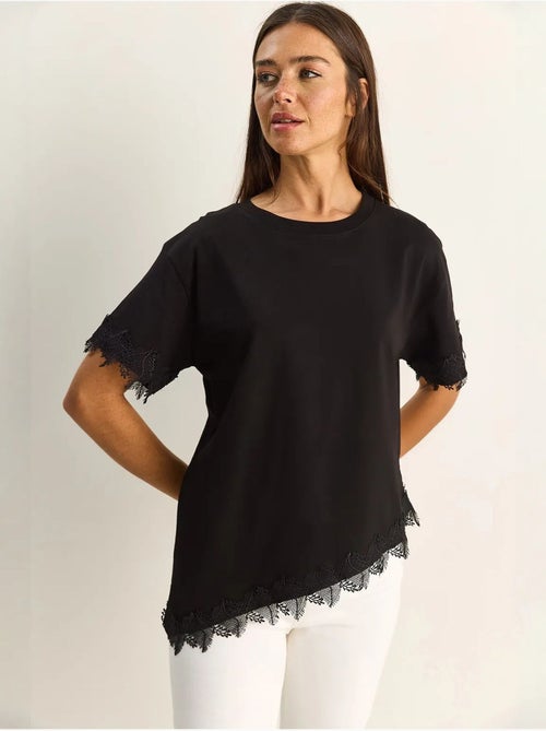 T-shirt oversize in cotone con girocollo lucci - Kiabi