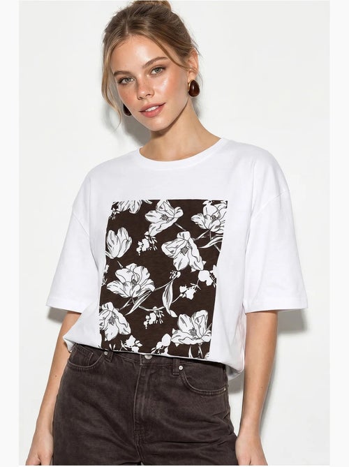 T-shirt oversize in cotone con stampa floreale lucci - Kiabi