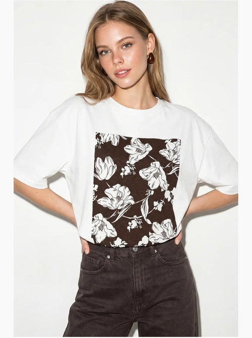 T-shirt oversize in cotone con stampa floreale lucci - Kiabi