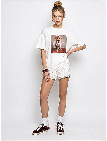 T-shirt oversize in cotone con stampa lucci
