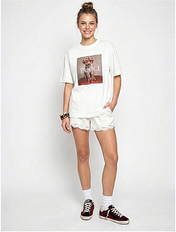 T-shirt oversize in cotone con stampa lucci