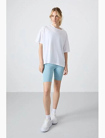 T-shirt oversize in cotone-modal con girocollo tommy