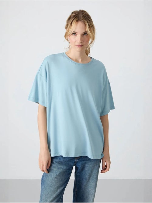 T-shirt oversize in cotone-modal con girocollo tommy - Kiabi