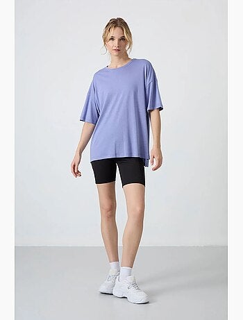 T-shirt oversize in cotone-modal con girocollo tommy
