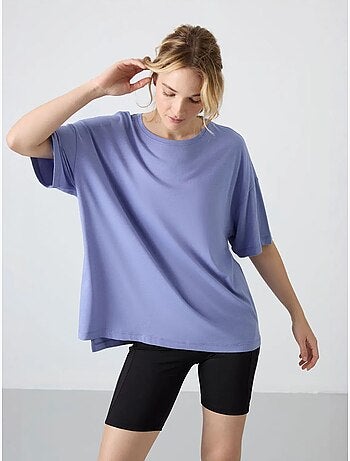 T-shirt oversize in cotone-modal con girocollo tommy