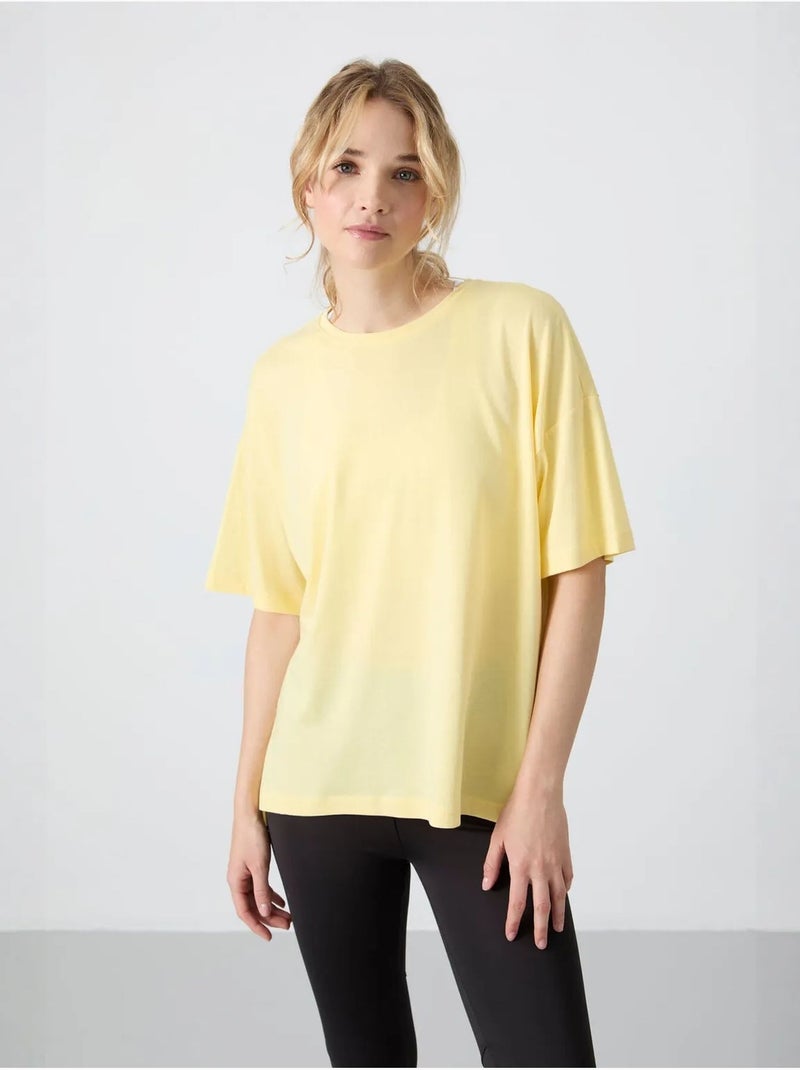 T-shirt oversize in cotone-modal con girocollo tommy Giallo limone - Kiabi