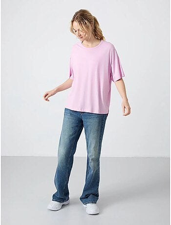 T-shirt oversize in cotone-modal con girocollo tommy