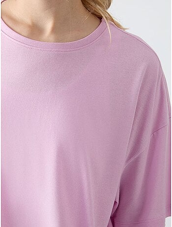 T-shirt oversize in cotone-modal con girocollo tommy