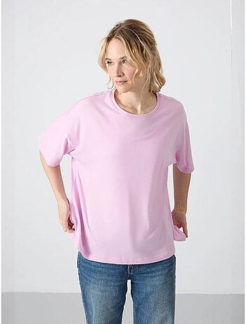 T-shirt oversize in cotone-modal con girocollo tommy