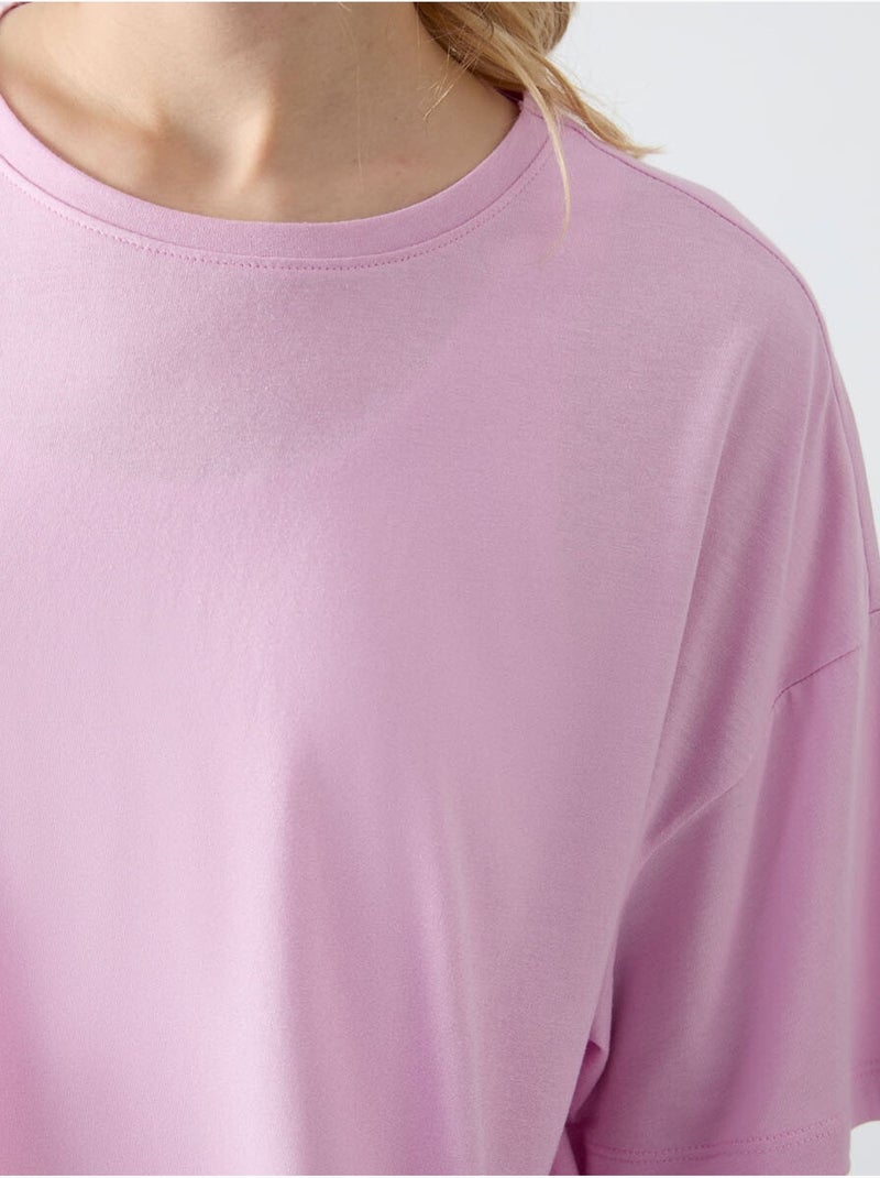 T-shirt oversize in cotone-modal con girocollo tommy Lavanda - Kiabi