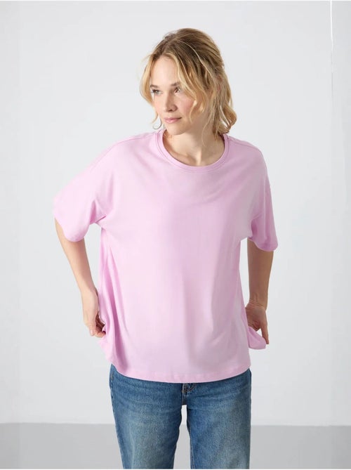T-shirt oversize in cotone-modal con girocollo tommy - Kiabi T-shirt oversize in cotone-modal con girocollo tommy - Kiabi
