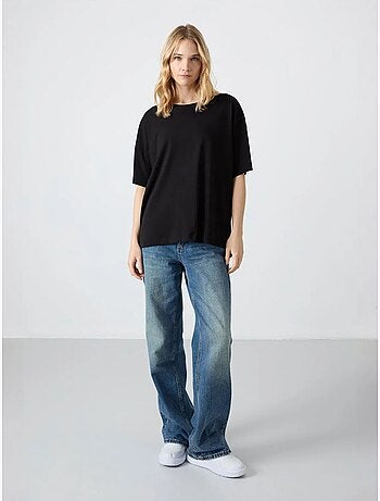 T-shirt oversize in cotone-modal con girocollo tommy