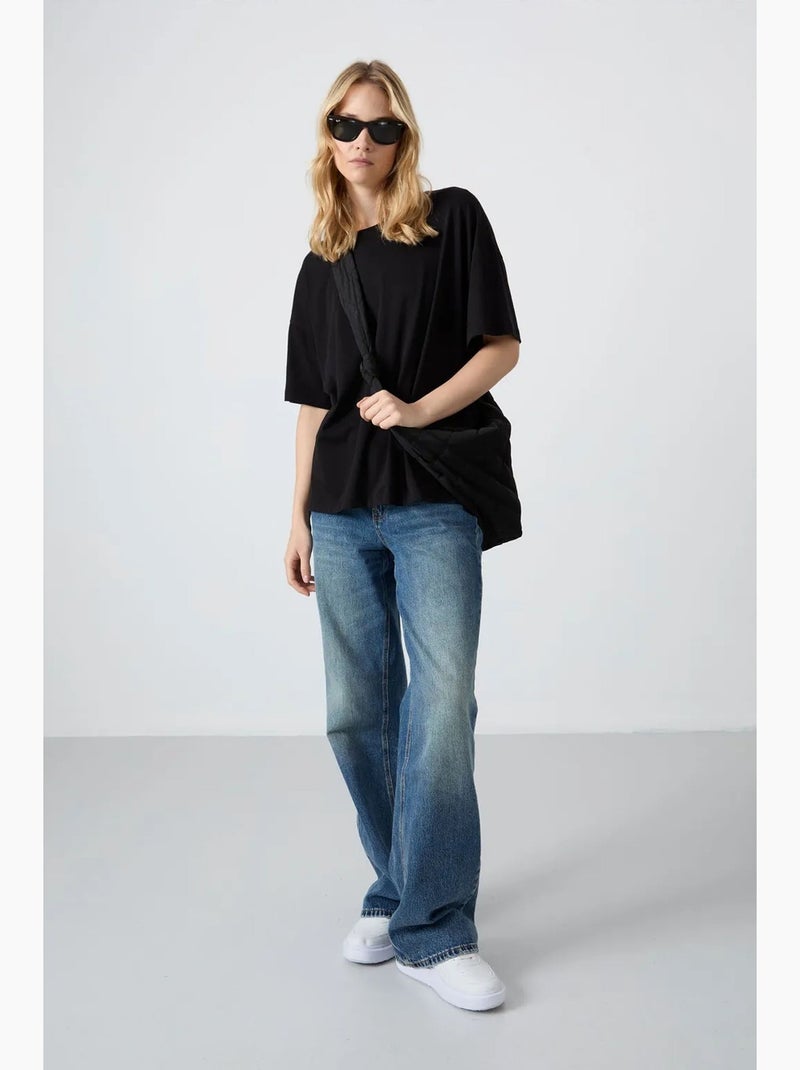 T-shirt oversize in cotone-modal con girocollo tommy Nero - Kiabi