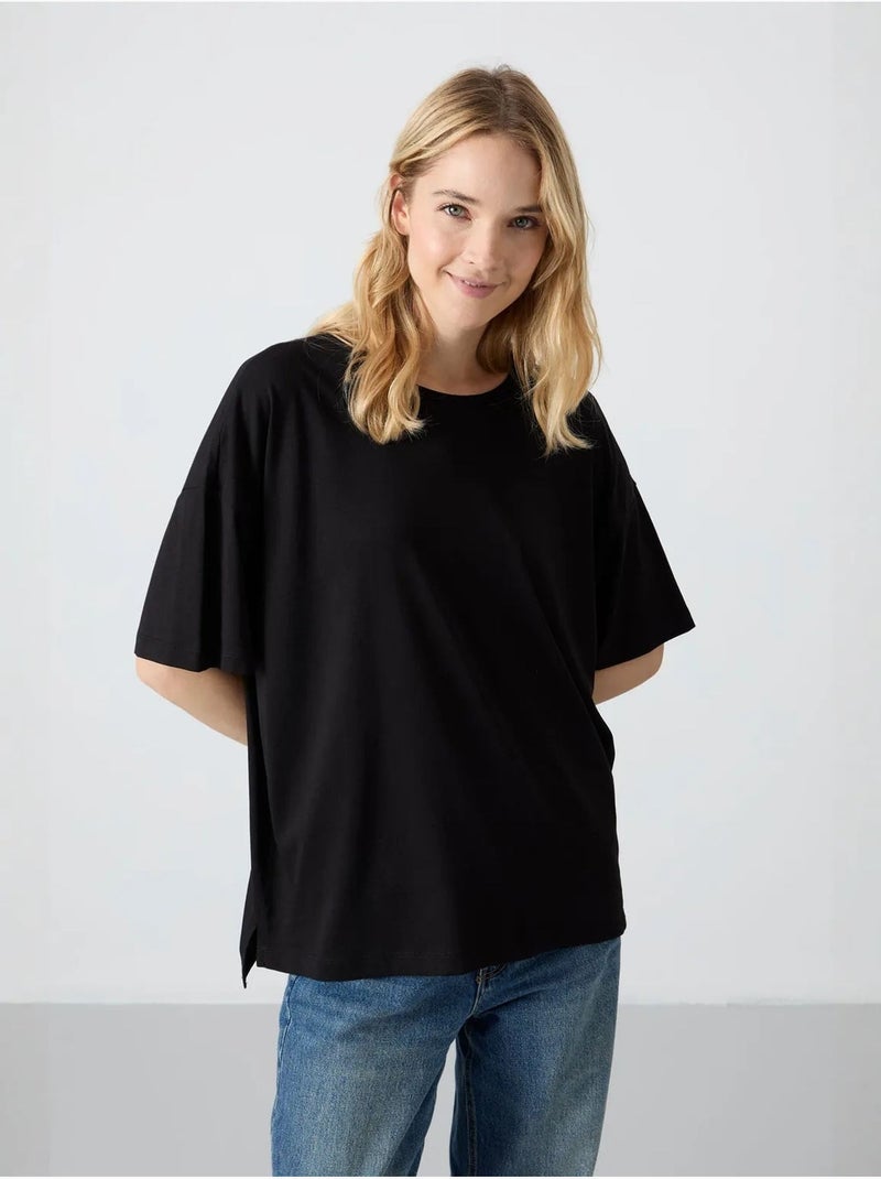 T-shirt oversize in cotone-modal con girocollo tommy Nero - Kiabi