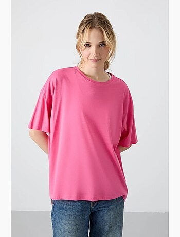 T-shirt oversize in cotone-modal con girocollo tommy