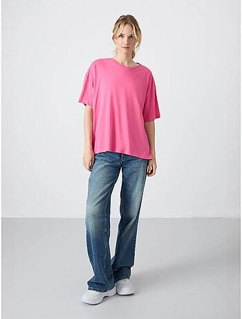 T-shirt oversize in cotone-modal con girocollo tommy
