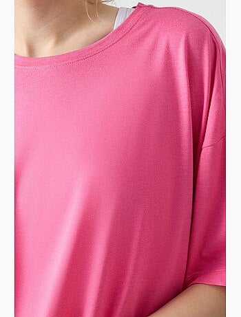 T-shirt oversize in cotone-modal con girocollo tommy