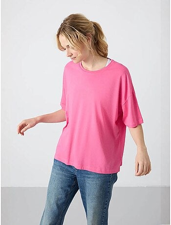 T-shirt oversize in cotone-modal con girocollo tommy