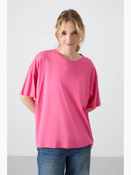 T-shirt oversize in cotone-modal con girocollo tommy - Kiabi T-shirt oversize in cotone-modal con girocollo tommy - Kiabi