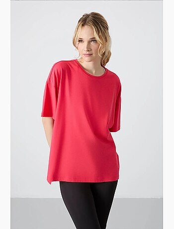 T-shirt oversize in cotone-modal con girocollo tommy