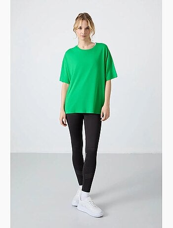 T-shirt oversize in cotone-modal con girocollo tommy