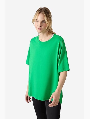 T-shirt oversize in cotone-modal con girocollo tommy