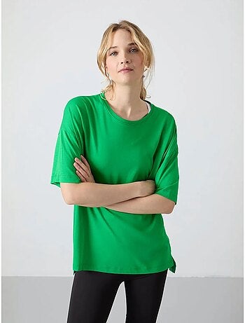 T-shirt oversize in cotone-modal con girocollo tommy