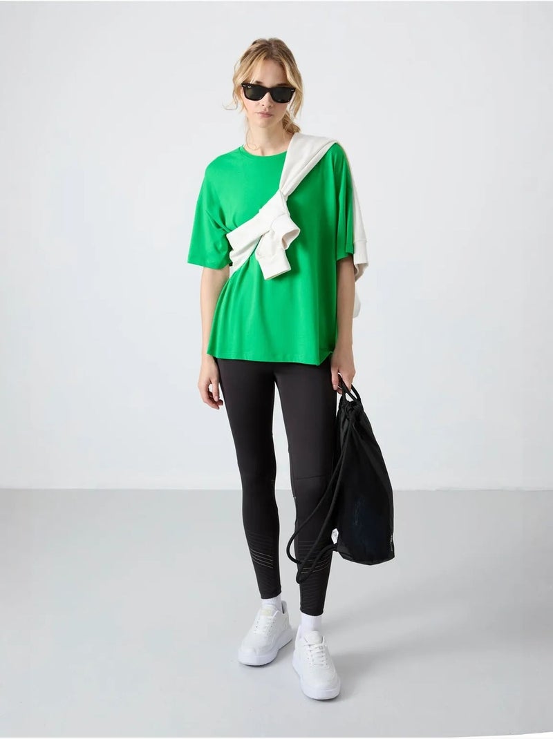 T-shirt oversize in cotone-modal con girocollo tommy Verde - Kiabi