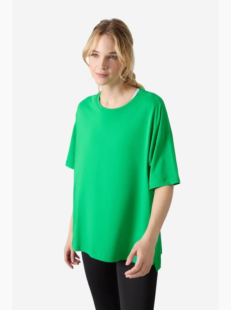 T-shirt oversize in cotone-modal con girocollo tommy Verde - Kiabi