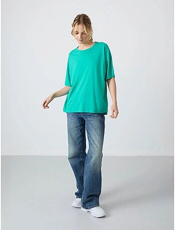 T-shirt oversize in cotone-modal con girocollo tommy