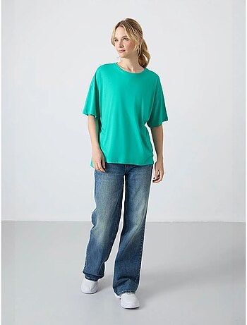 T-shirt oversize in cotone-modal con girocollo tommy