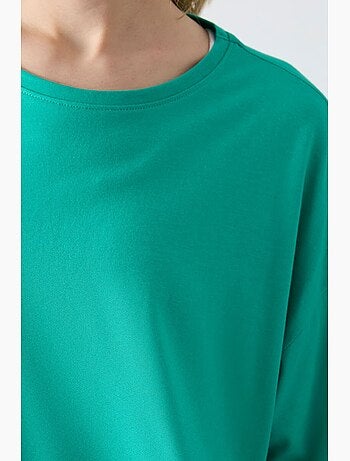 T-shirt oversize in cotone-modal con girocollo tommy