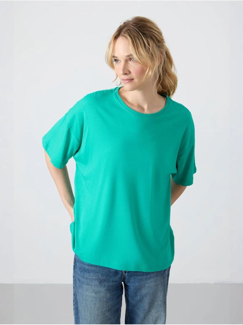 T-shirt oversize in cotone-modal con girocollo tommy Verde menta - Kiabi
