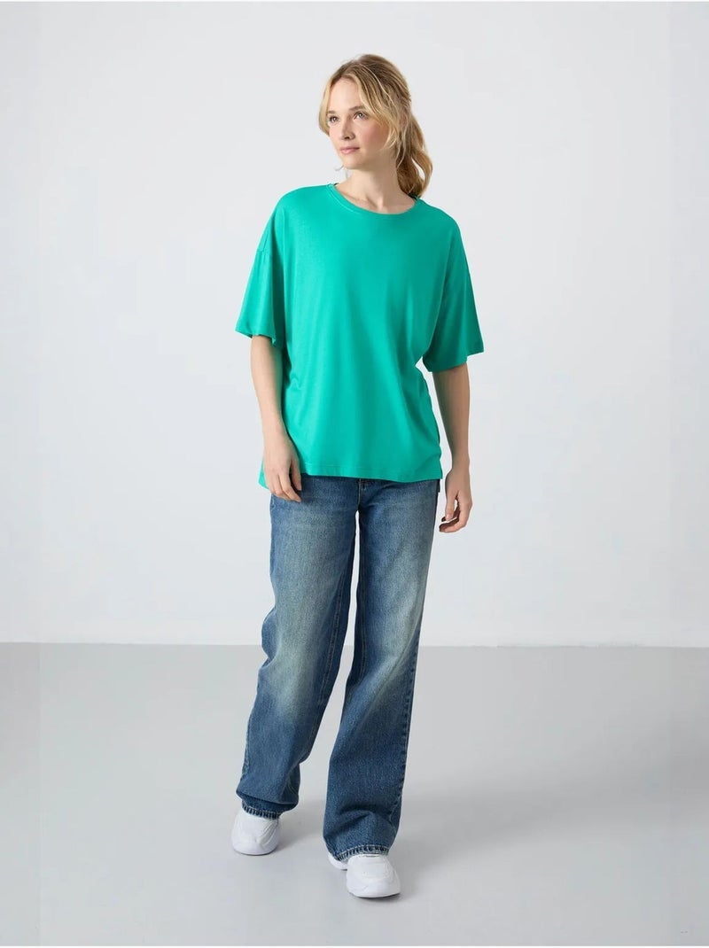 T-shirt oversize in cotone-modal con girocollo tommy Verde menta - Kiabi