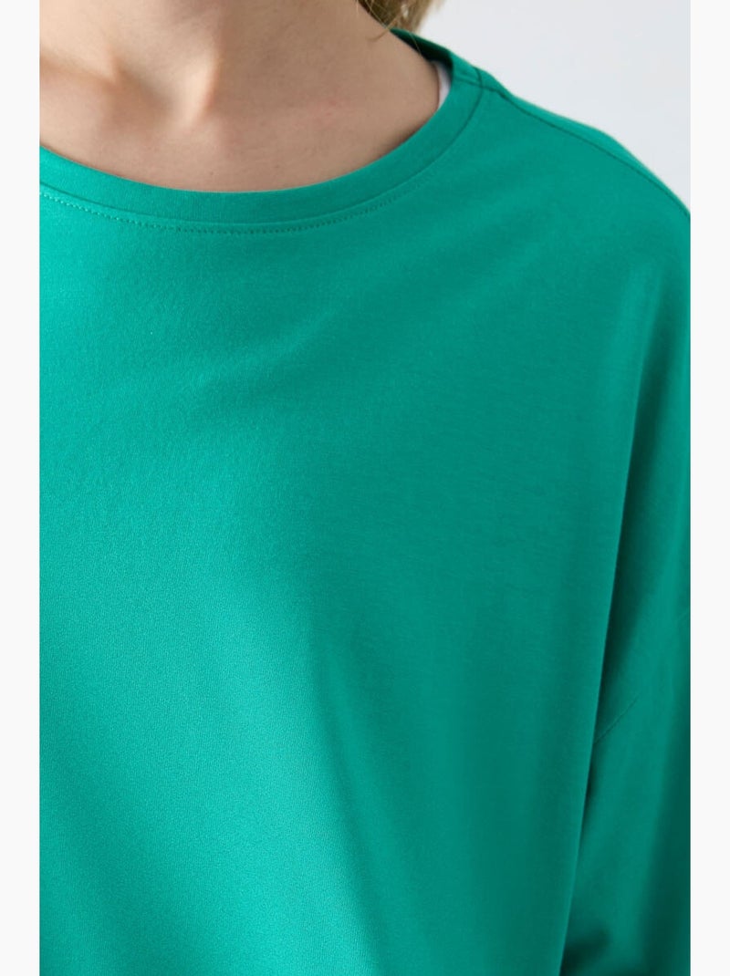 T-shirt oversize in cotone-modal con girocollo tommy Verde menta - Kiabi