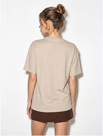 T-shirt oversize in jersey di cotone con girocollo lucci