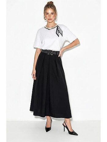 T-shirt oversize in jersey di cotone con girocollo lucci