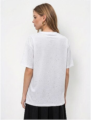 T-shirt oversize in jersey di cotone con girocollo lucci