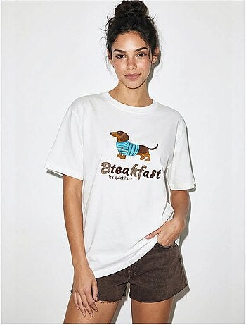 T-shirt oversize in jersey di cotone stampata lucci