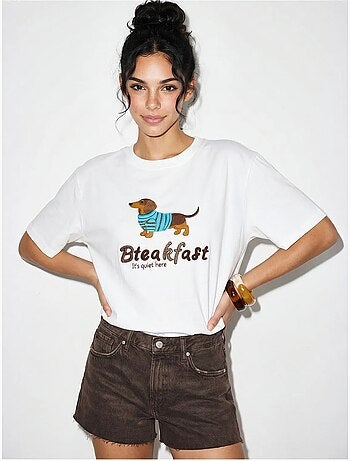 T-shirt oversize in jersey di cotone stampata lucci