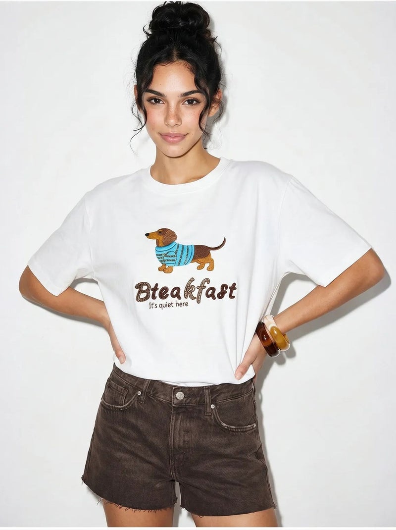 T-shirt oversize in jersey di cotone stampata lucci Bianco - Kiabi