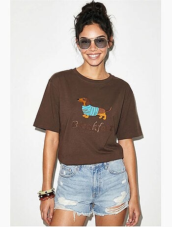 T-shirt oversize in jersey di cotone stampata lucci